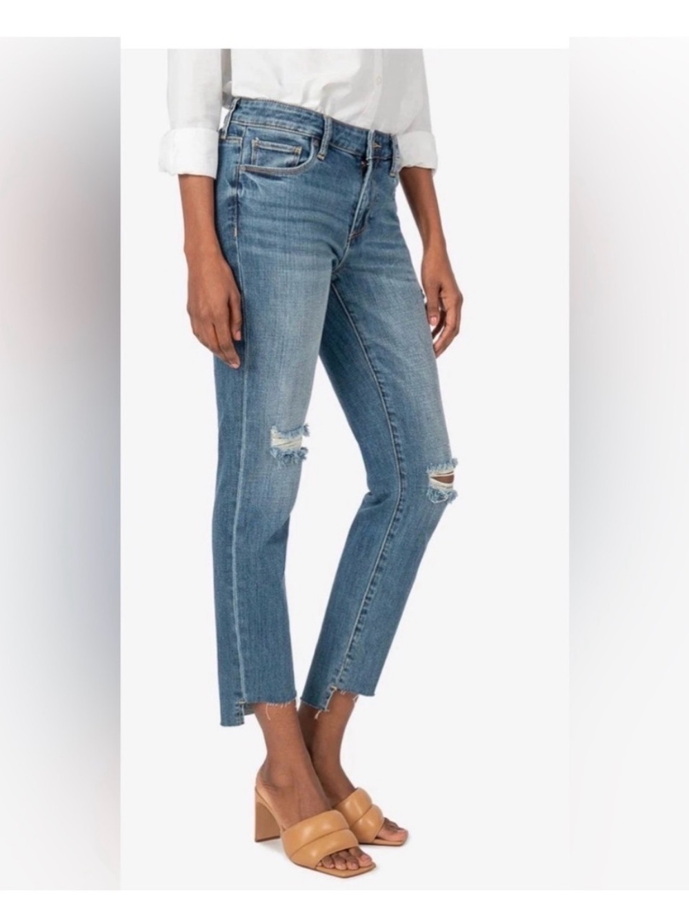 Kut from the Kloth “Reese” Blue Straight Ankle Jeans distressed sz 2 women’s